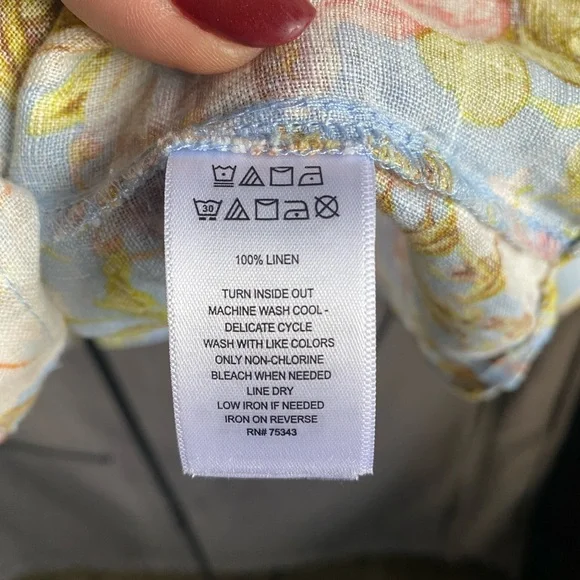 NWT Joie Floral Button-Up Linen Shirt Large - Picture 6 of 11